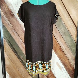 Shift dress, embossed black