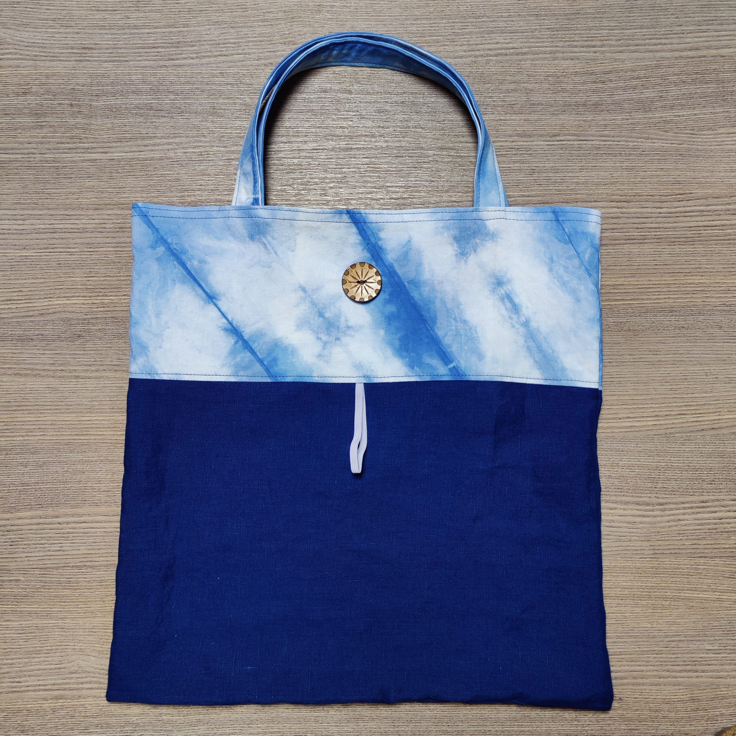 Foldable Reusable Bags - Hand Dyed Blue 3