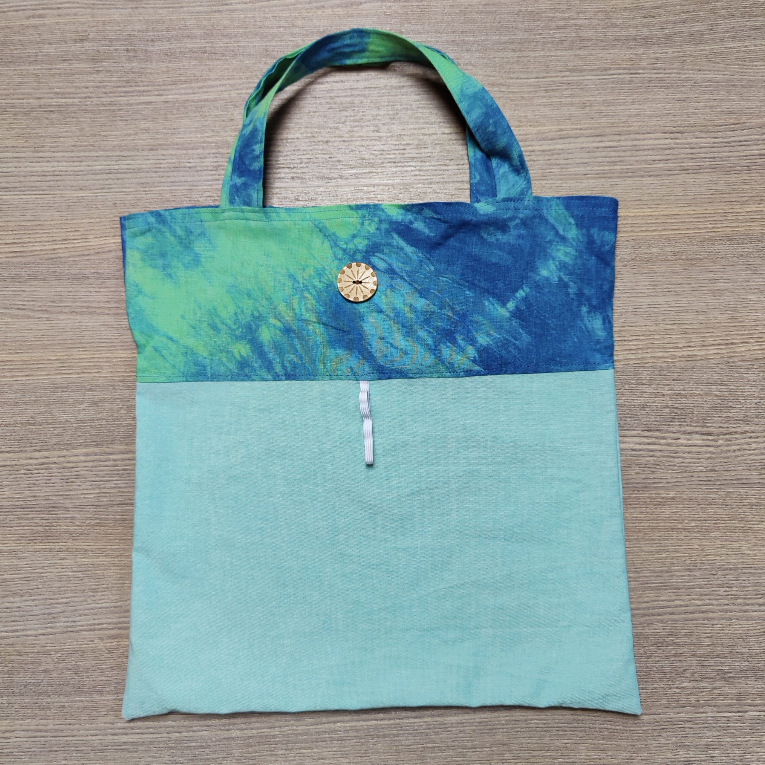 Foldable Reusable Bags - Hand Dyed Blue 4