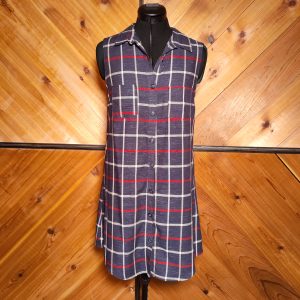 Sleeveless navy button down dress