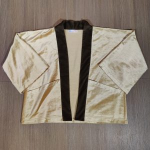 Yellow jacket with brown corduroy collar