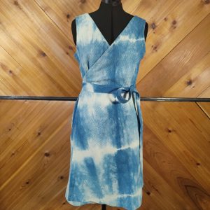 Hand dyed indigo wrap dress