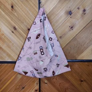 Pink bark cloth bento bag